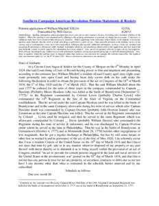 Southern Campaign American Revolution Pension Statements & Rosters Pension application of William Mitchell S38216 Transcribed by Will Graves f21VA[removed]