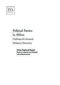 Political Parties in Africa: Challenges for Sustained