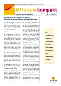 Hartmann Rechtsanwälte | Der Gesundheitsmarkt ist unsere Profession  WiSSEN.kompakt Der Hartmann Rechtsanwälte Newsletter  Nr. 61| September 2011