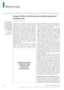 Millennium Project  Hunger in Africa: the link between unhealthy people and unhealthy soils Pedro A Sanchez, M S Swaminathan