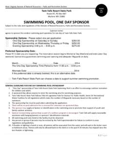 West Virginia Division of Natural Resources – Parks and Recreation Section PLEASE FILL OUT  Twin Falls Resort State Park