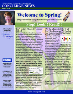 Coldwell Banker - Redpath & Co. REALTORS®  CONCIERGE NEWS Spring[removed]Welcome to Spring