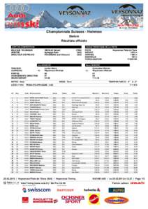 Championnats Suisses - Hommes Slalom Résultats officiels JURY DE COMPETITION  CARACTERISTIQUE DE LA PISTE