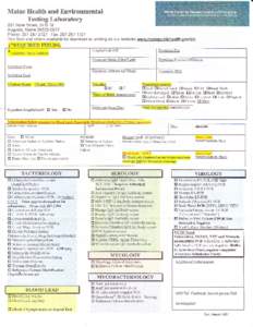 Maine Health and Environmental Testing Laboratory 221 State Street, SHS 12 Augusta, Maine[removed]Phone: [removed]F ax[removed]This form and others available for download or printing on our website: www.