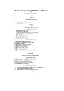 THE ECONOMIC AND ORGANIZED CRIME CONTROL ACT, 1984 ARRANGEMENT OF SECTIONS Section