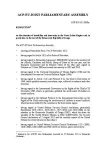 ACP-EU JOINT PARLIAMENTARY ASSEMBLY ACP-EU[removed]fin. RESOLUTION1 on the situation of instability and insecurity in the Great Lakes Region and, in particular, in the east of the Democratic Republic of Congo