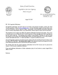 State of South Carolina Legislative Services Agency[removed]Gigi Brickle Director