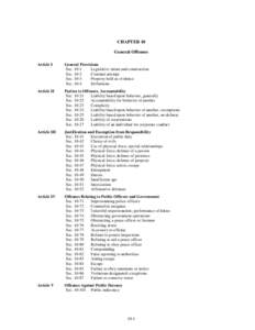 CHAPTER 10 General Offenses Article I General Provisions Sec. 10-1