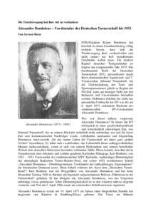 Die Turnbewegung hat ihm viel zu verdanken:  Alexander Dominicus – Vorsitzender der Deutschen Turnerschaft bis 1933