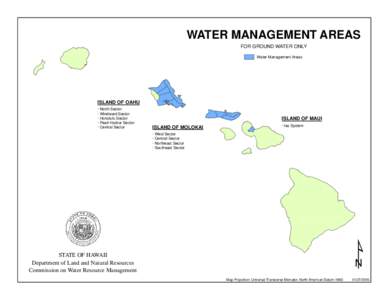 WATER MANAGEMENT AREAS FOR GROUND WATER ONLY Water Management Areas ISLAND OF OAHU · North Sector