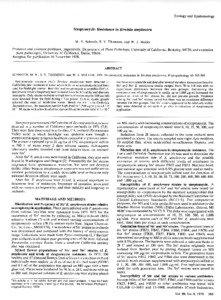 Ecology and Epidemiology Streptomycin Resistance in Erwinia amylovora M. N. Schroth, S. V. Thomson, and W. J. Moller