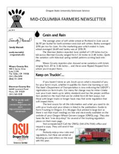 Oregon State University Extension Service  MID-COLUMBIA FARMERS NEWSLETTER July[removed]Grain and Rain