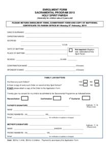 Sacrament Enrolment Form  2015