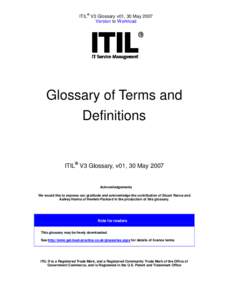 ITIL V3 Glossary of Terms and Acronyms