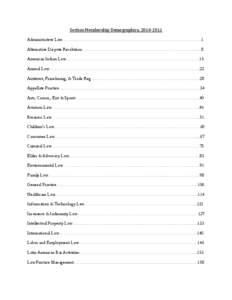 Section Membership Demographics, 2010‐2011  Administrative Law………………………………………………………………………………...1 Alternative Dispute Resolution………………………