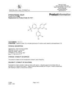PYROCATECHOL VIOLET Product No. P 7884 Replacement for Product Code 10,173-7