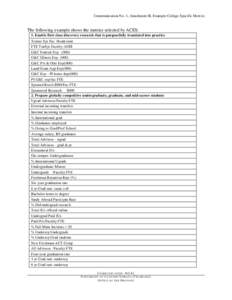 Communication No. 1, Attachment B, Example College Specific Metrics  The following example shows the metrics selected by ACES: 1. Enable first-class discovery research that is purposefully translated into practice Tenure