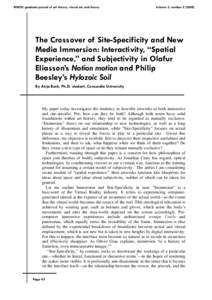 WRECK: graduate journal of art history, visual art, and theory  Volume 2, numberThe Crossover of Site-Specificity and New Media Immersion: Interactivity, “Spatial