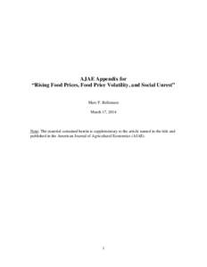 AJAE Appendix for “Rising Food Prices, Food Price Volatility, and Social Unrest” Marc F. Bellemare March 17, 2014  Note: The material contained herein is supplementary to the article named in the title and