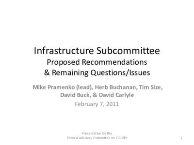 X Subcommittee Proposed Recommendations  & Remaining Issues