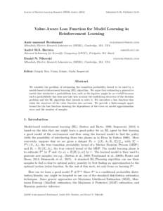 Journal of Machine Learning Research (EWRL SeriesSubmitted 9/16; PublishedValue-Aware Loss Function for Model Learning in Reinforcement Learning