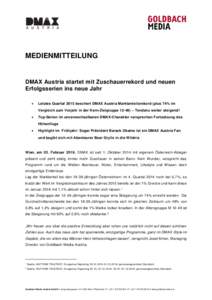 MEDIENMITTEILUNG  DMAX Austria startet mit Zuschauerrekord und neuen Erfolgsserien ins neue Jahr 