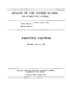 SENATE OF THE UNITED STATES ONE HUNDRED FIRST CONGRESS FIRST SESSION t  Convened January 3, 1989