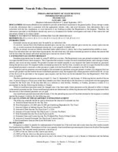 Nonrule Policy Documents INDIANA DEPARTMENT OF STATE REVENUE INFORMATION BULLETIN #3 INCOME TAX JANUARY, 2001 (Replaces Information Bulletin # 3, dated September, 1997)