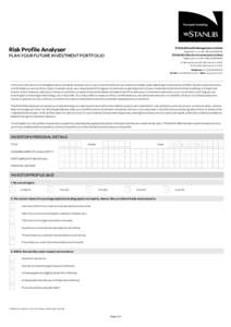 Risk Profile Analyser  STANLIB Wealth Management Limited Registration number[removed]PLAN YOUR FUTURE INVESTMENT PORTFOLIO