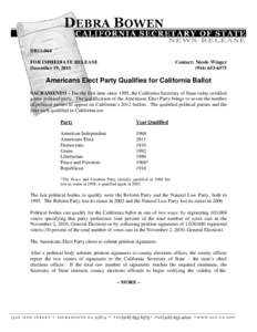 Microsoft Word - DB11-064 Americans Elect Party qualification.doc