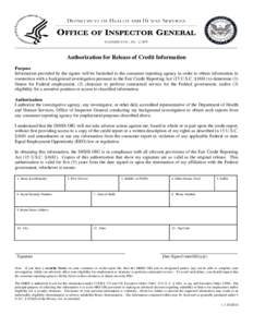 OIG Authorization for Release of Credit Information