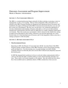 Outcomes Assessment and Program Improvement