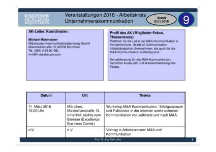 VeranstaltungenArbeitskreis Unternehmenskommunikation AK-Leiter, Koordinaten: Stand.