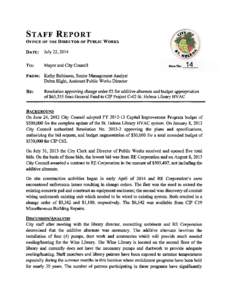 STAFF REPORT OFFICE OF THE DIRECTOR OF PUBLIC WORKS DATE: July 22, 2014