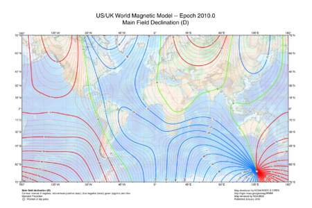 US/UK World Magnetic Model -- Epoch[removed]Main Field Declination (D) 90°W