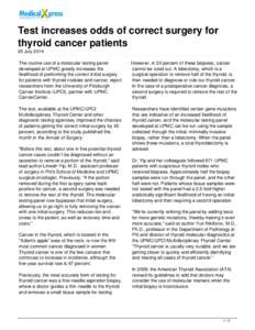 Test increases odds of correct surgery for thyroid cancer patients