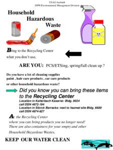 USAG Ansbach DPW/Environmental Management Division Household Hazardous Waste