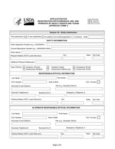 Application for Registration for Possession, Use, and Transfer of Select Agents and Toxins (APHIS/CDC Form 1)