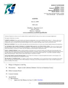 June 22, [removed]Board of Supervisors Agenda