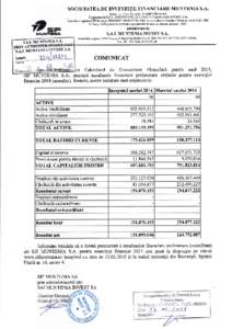 SOCIETATEA DE INVESTITII FINANCIARE MUNTENIA S.A. SplaiulUniriinr 16,sector4,04t)035Bucuresii. lci social80703651,5 la O.R.C,J40i27499/1992, CUI 3l6lt7l5,Carrital