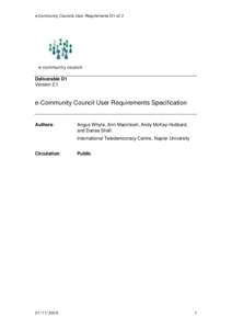 e-Community Councils User Requirements D1-v2.2  e-community council Deliverable D1 Version 2.1