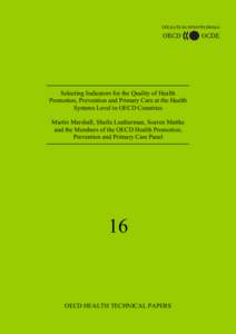 Healthcare / Primary care / Health promotion / Nursing / Health care / Patient safety / Organisation for Economic Co-operation and Development / Primary health care / Health / Medicine / Health policy