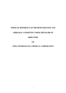 TERMS OF REFERENCE OF THE REMUNERATION AND APRRAISAL COMMITTEE UNDER THE BOARD OF DIRECTORS OF CHINA PETROLEUM & CHEMICAL CORPORATION