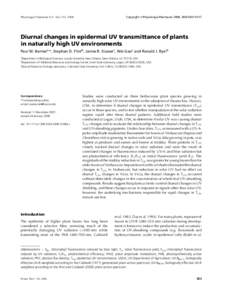 Copyright ª Physiologia Plantarum 2008, ISSN[removed]Physiologia Plantarum 133: 363–[removed]Diurnal changes in epidermal UV transmittance of plants in naturally high UV environments