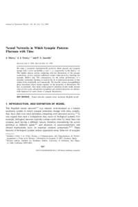 Journal of Statistical Physics  2277 Journal of Statistical Physics, Vol. 94, Nos. 56, 1999 Neural Networks in Which Synaptic Patterns Fluctuate with Time J. Marro, 1 J. J. Torres, 1, 2 and P. L. Garrido 1