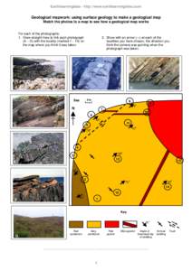 Earthlearningidea - http://www.earthlearningidea.com/  Geological mapwork: using surface geology to make a geological map Match the photos to a map to see how a geological map works  For each of the photographs: