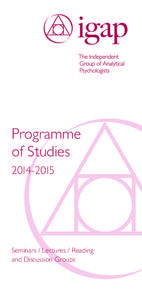Programme of Studies[removed]Seminars / Lectures / Reading and Discussion Groups