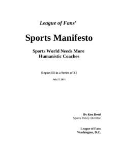 League of Fans’  Sports Manifesto Sports World Needs More Humanistic Coaches