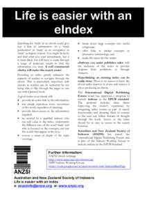 Life is easier with an eIndex Searching for ‘trade’ in an ebook could give you a link to information on a ‘trade publication’ or ‘trade’ as an occupation or ‘trade’ as import/export. You might be lucky