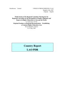 Outline for Country Report